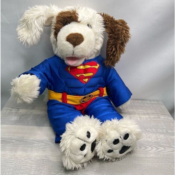 Build a Bear Workshop brown and white dog in Superman outfit Barks! - Picture 1 of 7